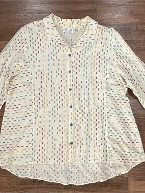 Habitat Clothes to Live In XL White Multicolor Embroidered Tunic Blouse